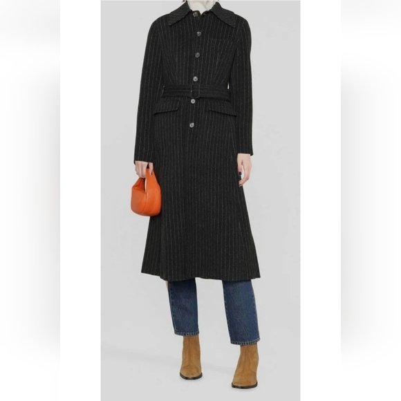 Polo Ralph Lauren Women's Black Pinstripe Double-Face Coat Jacket Size 18 $998